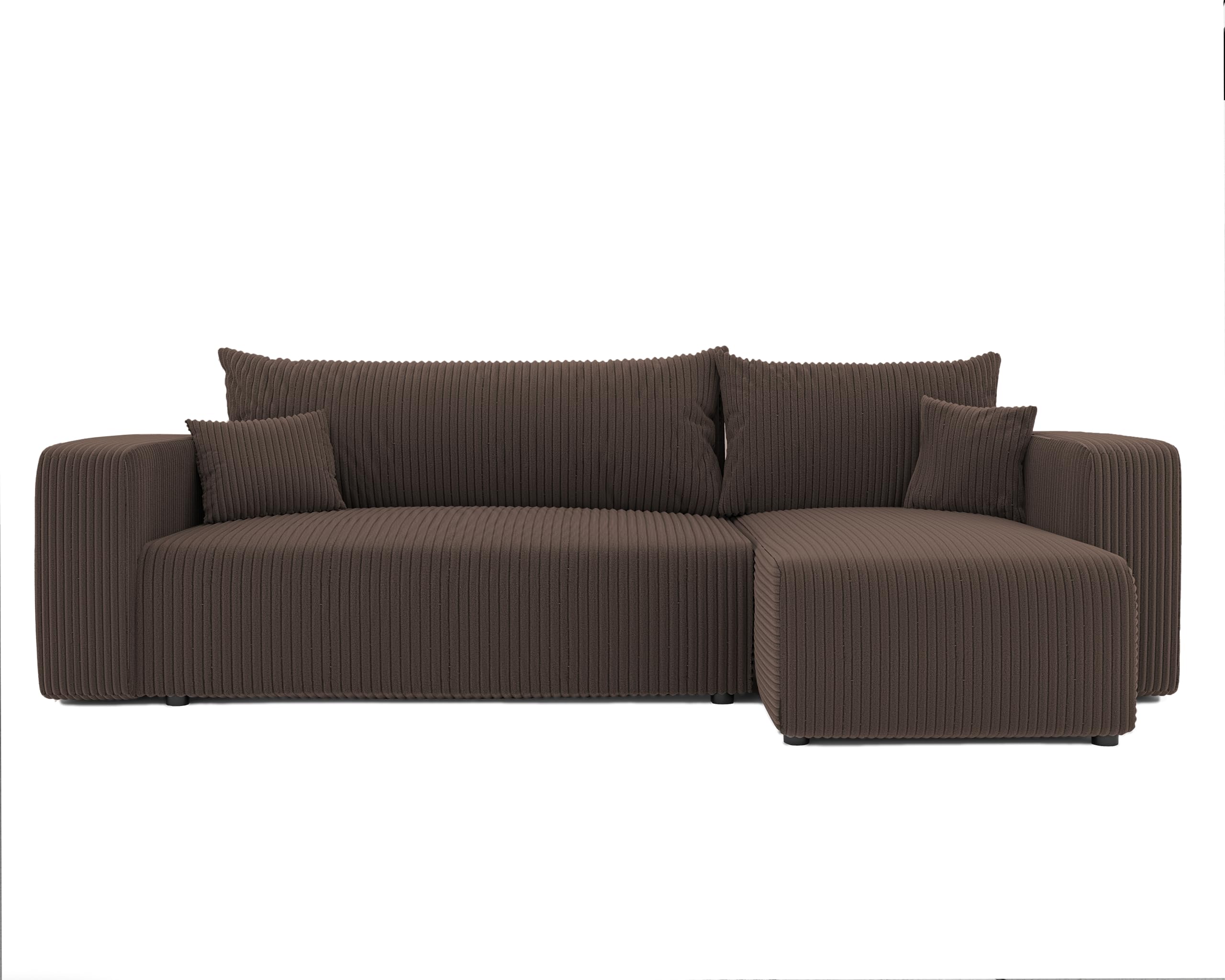 Canapé d'Angle Convertible 145x248 à Gauche ou à Droite - 3 Places Avec Espace de Rangement - Lit - Sofa Beige