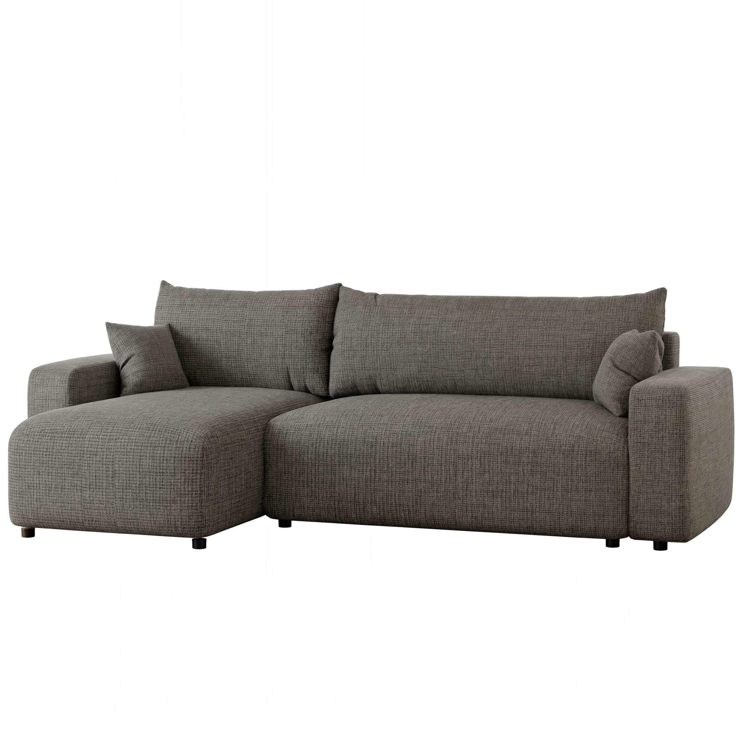 Canapé d'Angle Convertible 145x248 à Gauche ou à Droite - 3 Places Avec Espace de Rangement - Lit - Sofa Beige